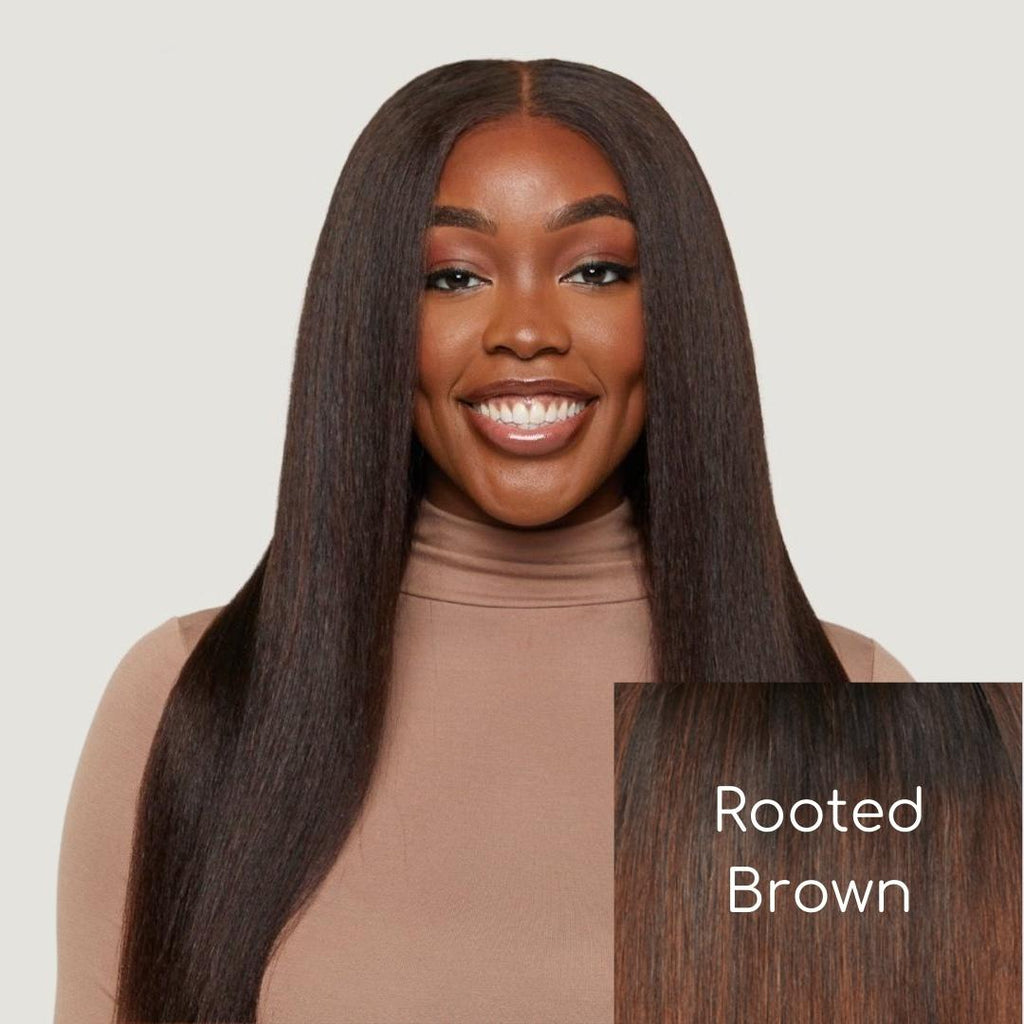 Rooted Chocolate Brown Kinky Straight HD Lace Wigs