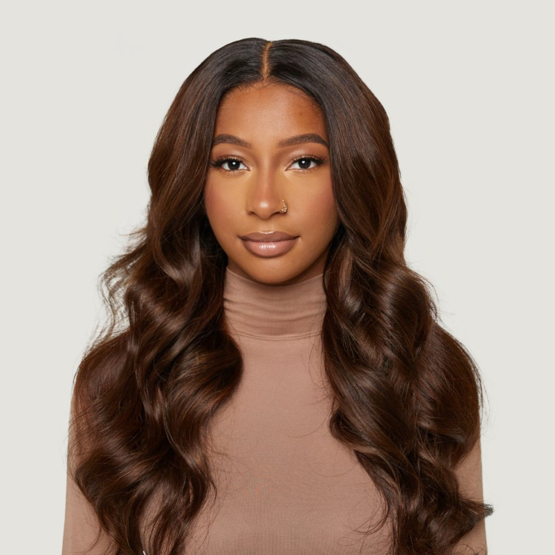Rooted Chocolate Brown Very Straight HD Lace Wig