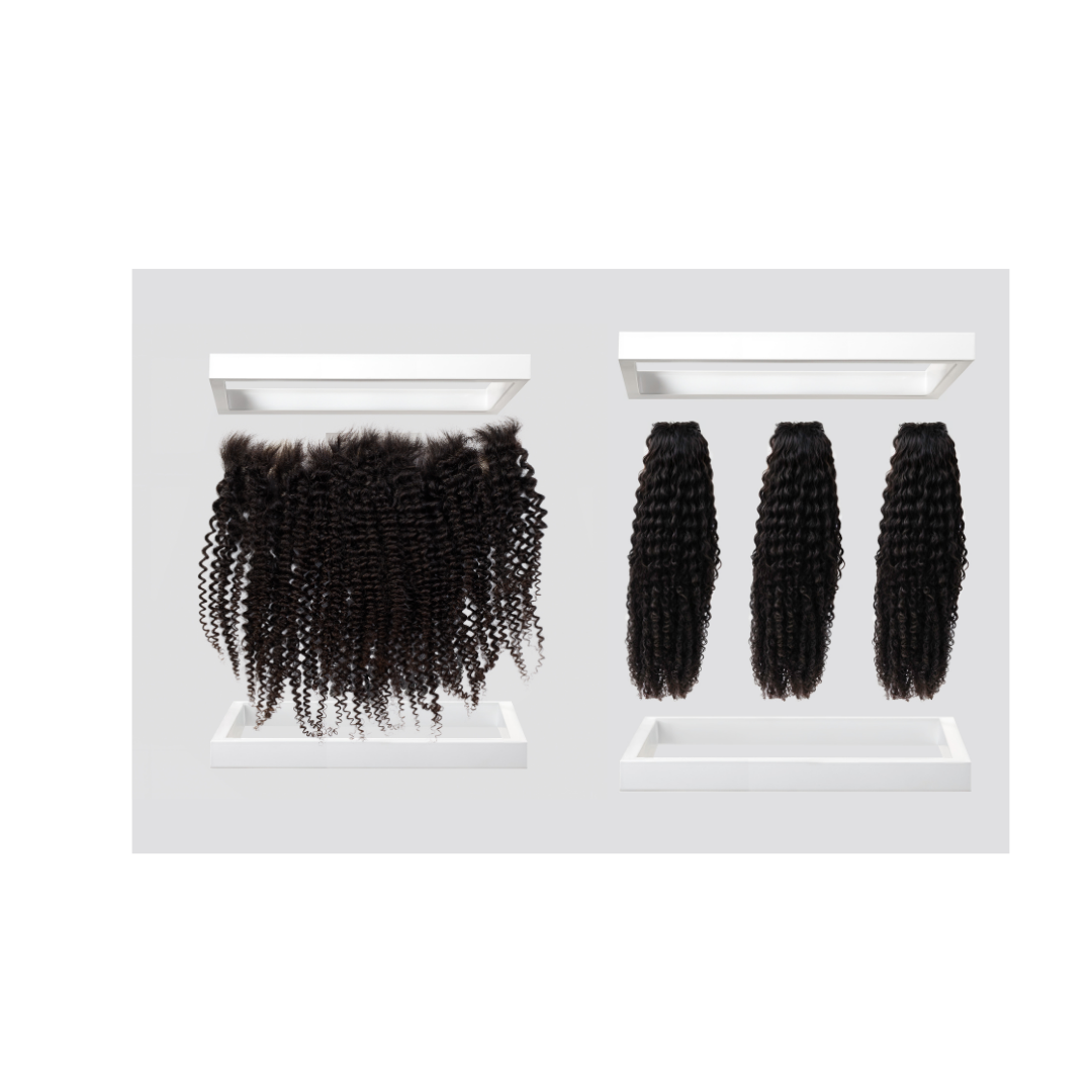 Kinky Curly Bundle Set with 13x6 Frontal
